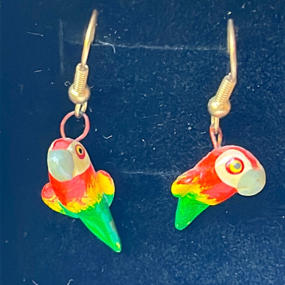 Painted parrot earrings